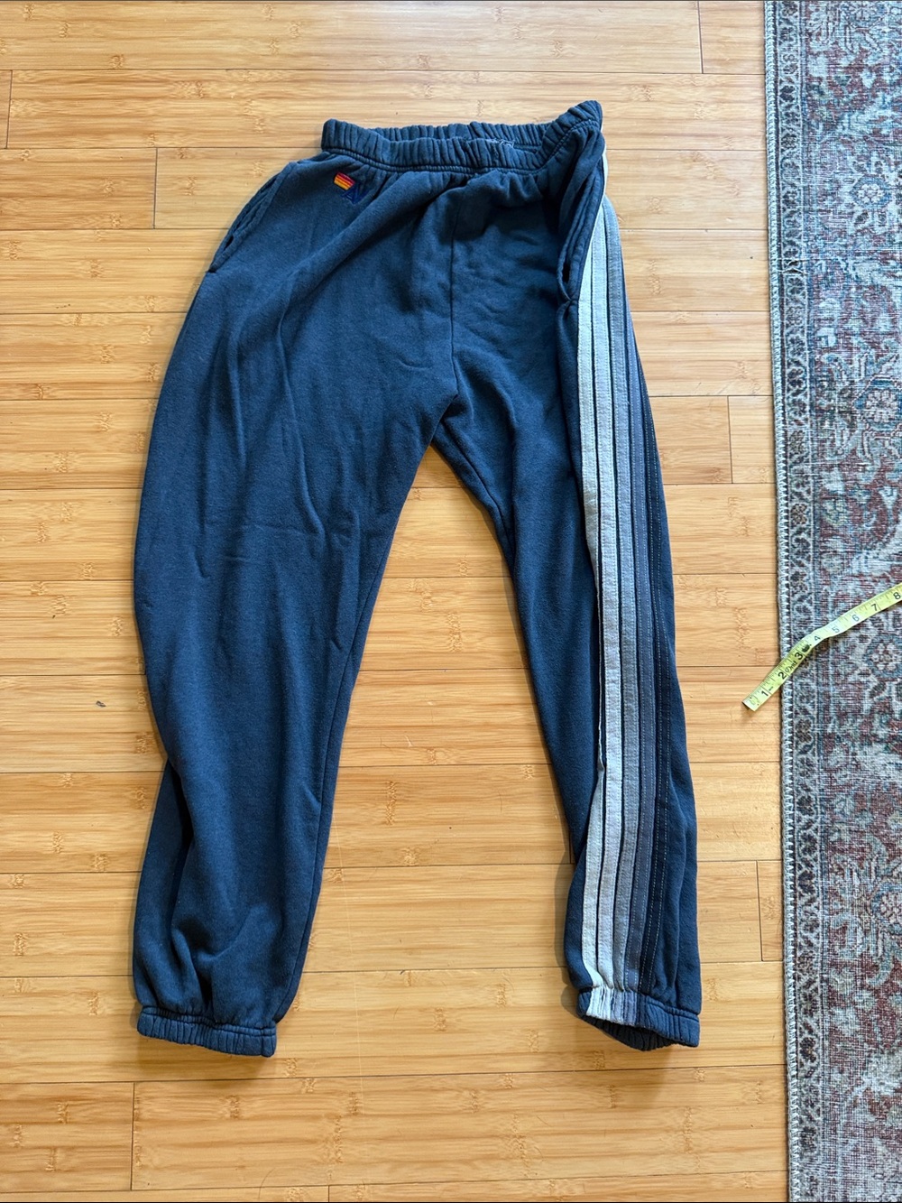 Aviator Nation Navy Sweatpants with Gray Side Stripes
